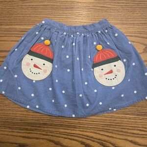 Mini Boden Christmas Winter Snowman Cord Skirt  Size 6-7 - Snowmen are Pockets